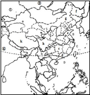 读图，完成下列各题．52．关于我国地理位置的叙述，正确的是（ ）A．我国位于北半球，大部分领土在低纬度带...