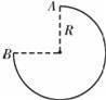 如图所示，一质点在半径为R的圆周上从A处沿顺时针方向运动到B处，经历了圆周的，则它通过的路程、位移大小分...