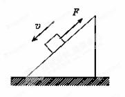 一个质量为2kg的物体在平行于斜面向上的大小为2N的力F作用下向下运动，如图所示。已知斜面的倾角为30°...