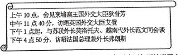 10.下列日程是周恩来参加某次国际会议过程中其中一天的行程安排。这次会议A.提出“求同存异”的方针   ...