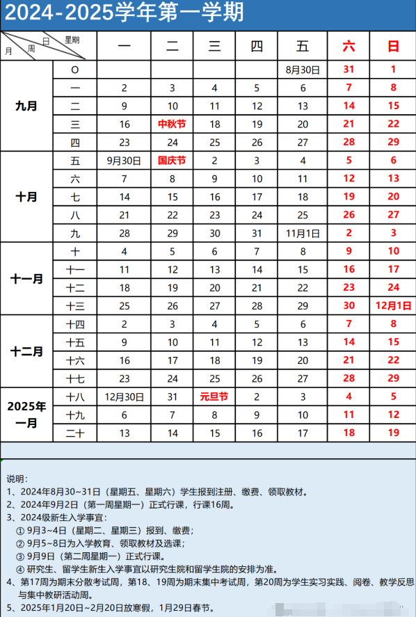 2025年重庆工商大学校历