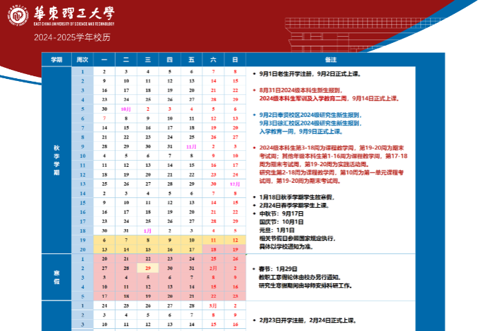 2025华东理工大学寒假放假及开学时间 一共放多少天