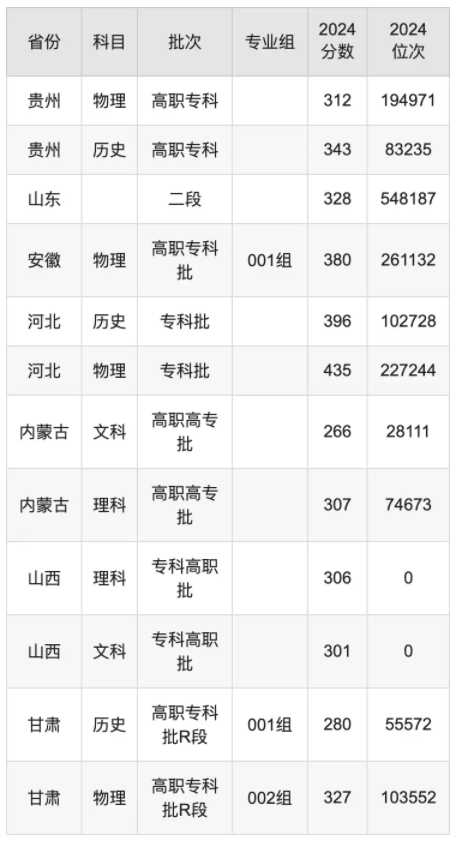 2025年武汉职业技术学院全国排名及录取分数线 2025年潍坊职业学院全国排名及录取分数线